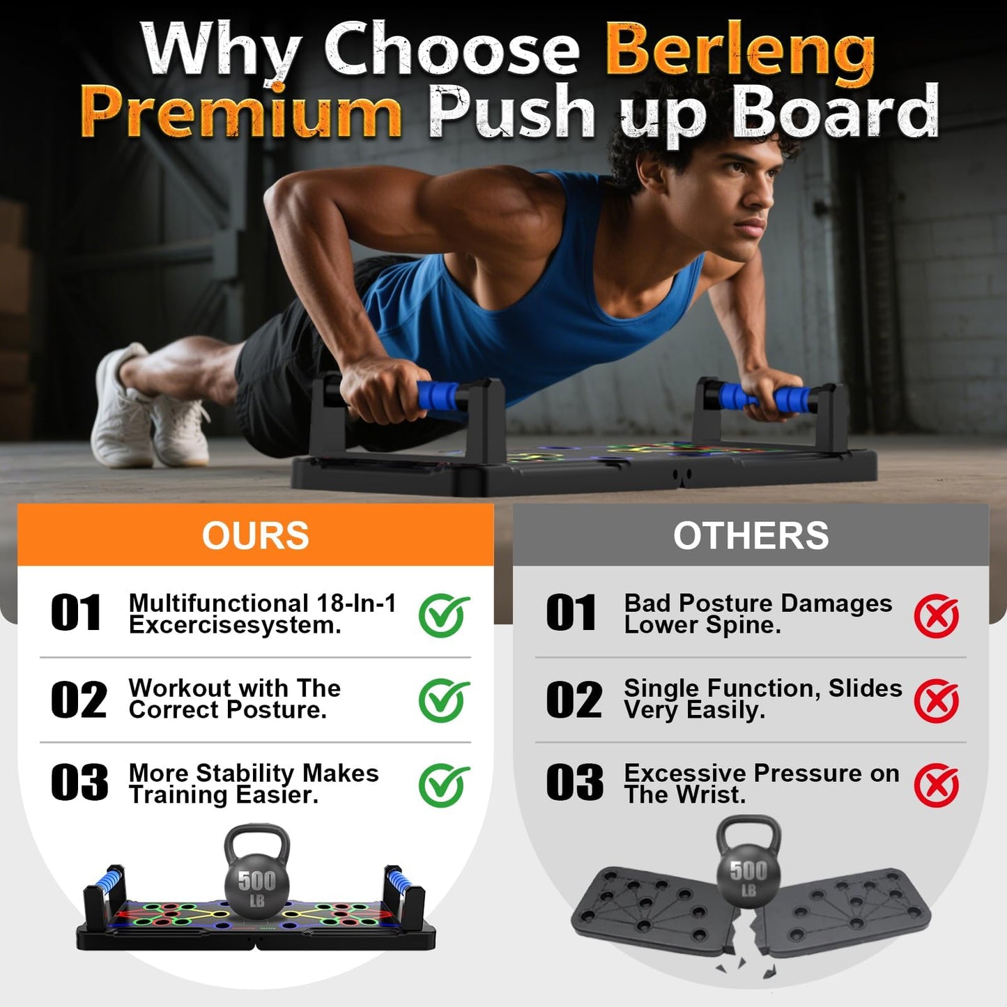 💪 PowerGain™ -  Home Gym Push-Up Board | Flat 45 %