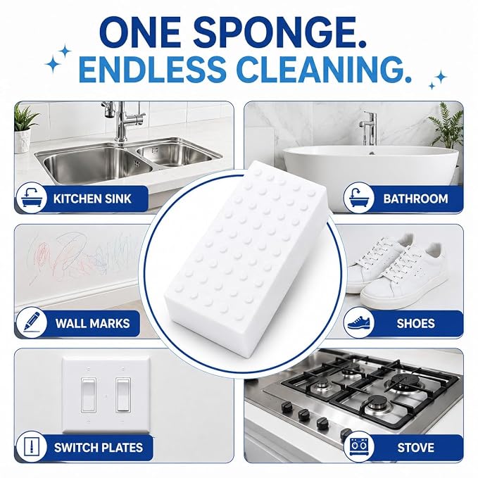 🏠HomeGlow™ Magic Eraser Sponge 🌟 Multipurpose Cleaner (Pack of 4)| 45% OFF