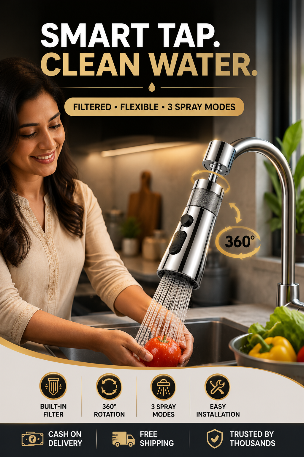 🌀 PowerSpray™ 3-Mode Water Faucet (FLAT 45% ) 0FF🔥