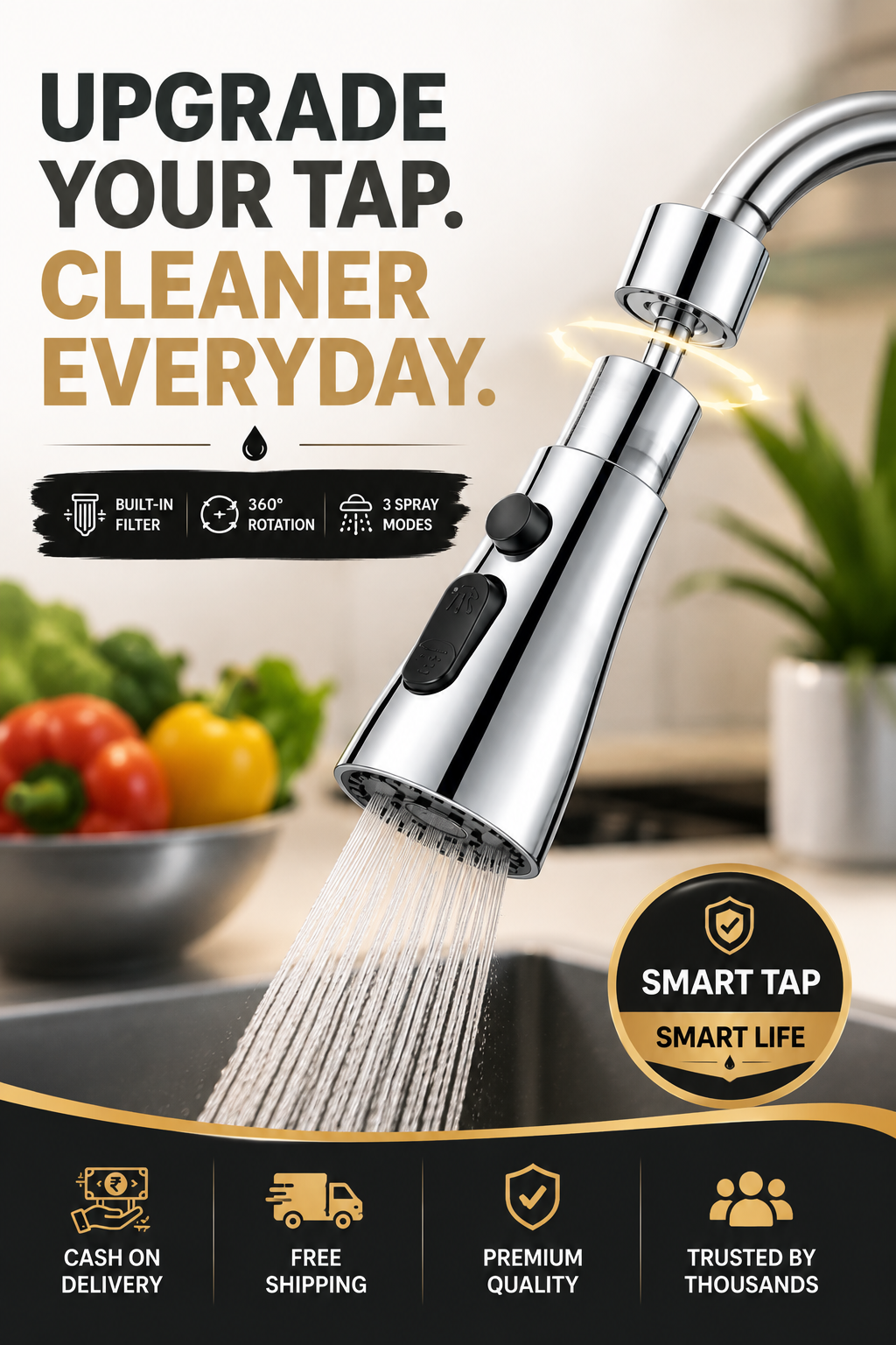 🌀 PowerSpray™ 3-Mode Water Faucet (FLAT 45% ) 0FF🔥