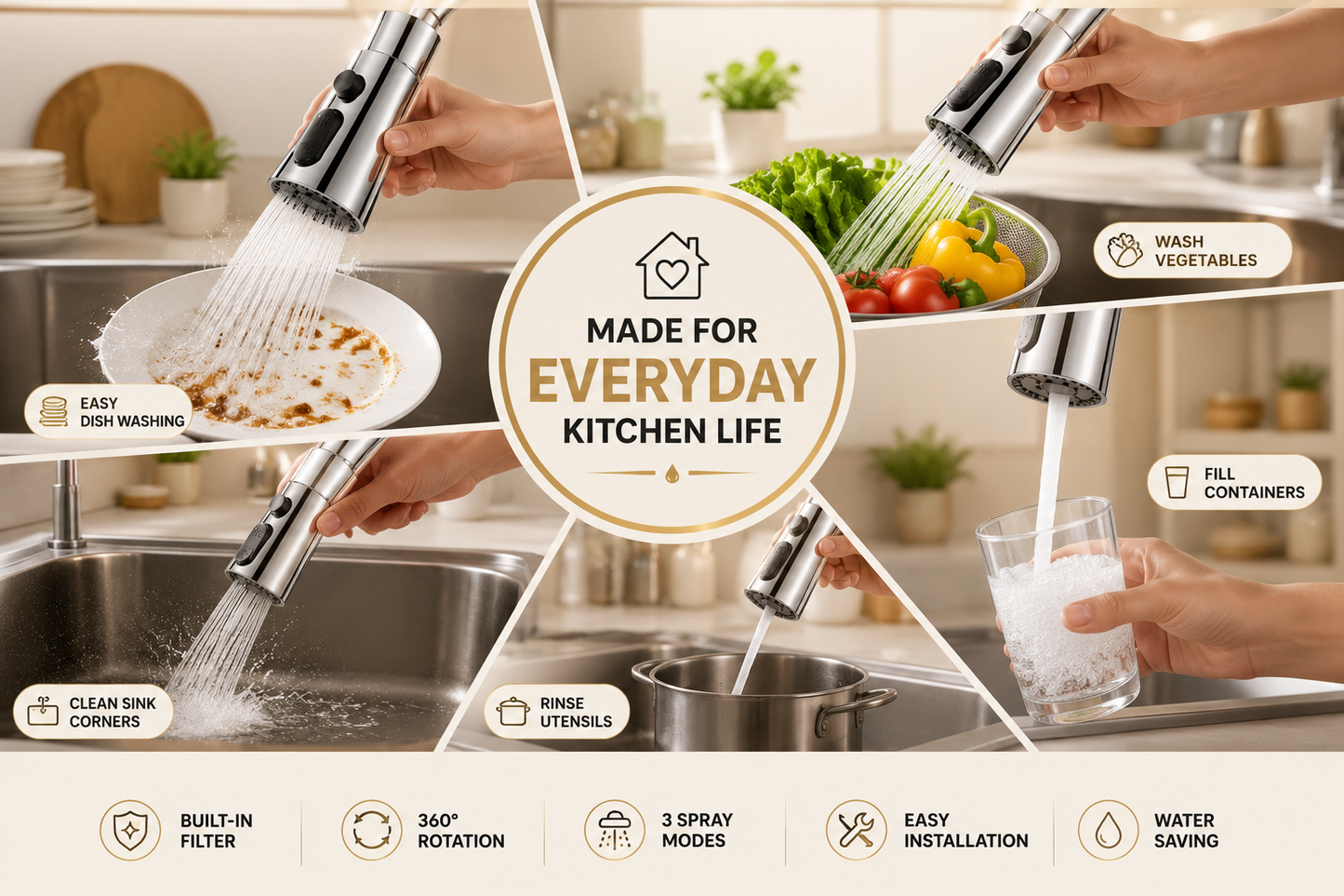 🌀 PowerSpray™ 3-Mode Water Faucet (FLAT 45% ) 0FF🔥