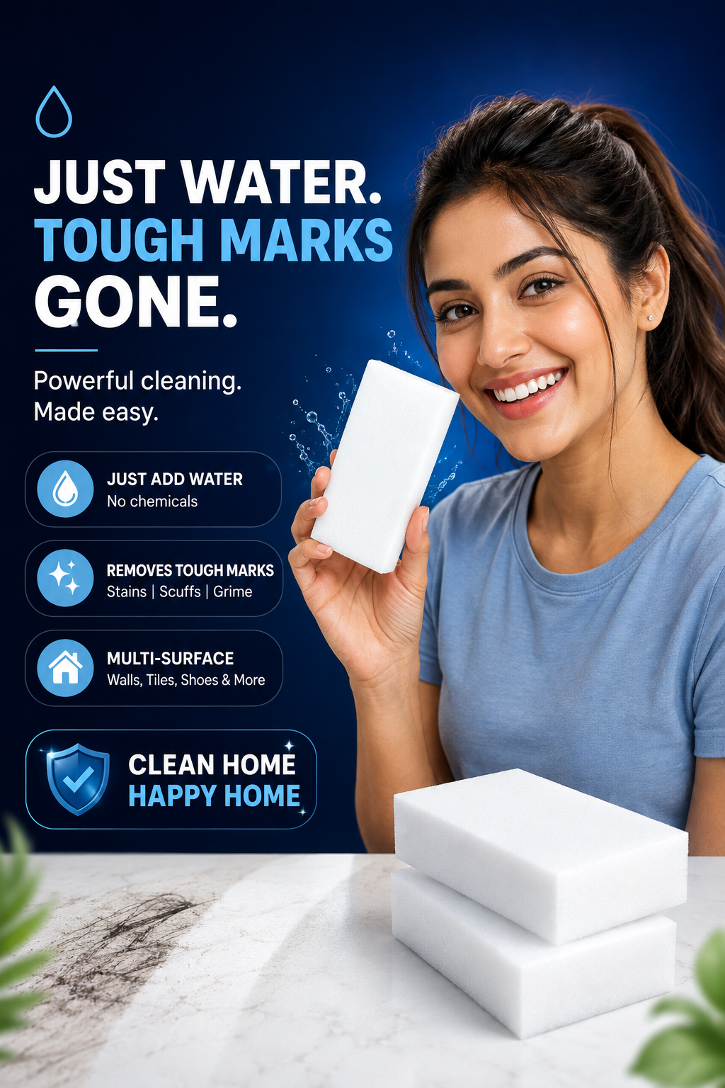🏠HomeGlow™ Magic Eraser Sponge 🌟 Multipurpose Cleaner (Pack of 4)| 45% OFF